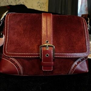 Coach Burgundy Suede and Leather Shoulder Bag similar to Etta
